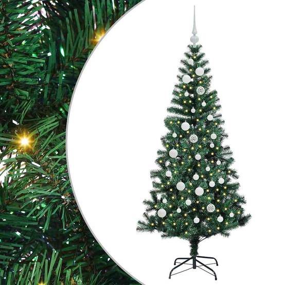 Sapin de Noël | Arbre de Noël artificiel pré-éclairé Vert 150 cm PVC et métal Maison Chic - Image 1