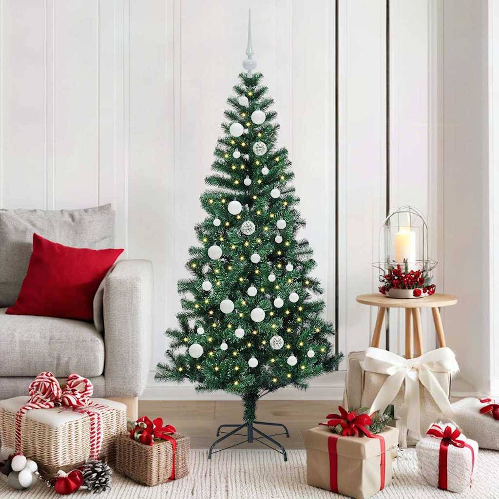 Sapin de Noël | Arbre de Noël artificiel pré-éclairé Vert 150 cm PVC et métal Maison Chic - Image 2