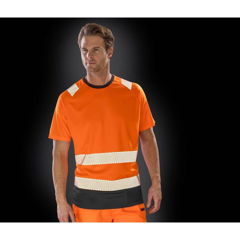 T-shirt haute visibilité en polyester recyclé Result Orange Fluo L - XL - Image 3