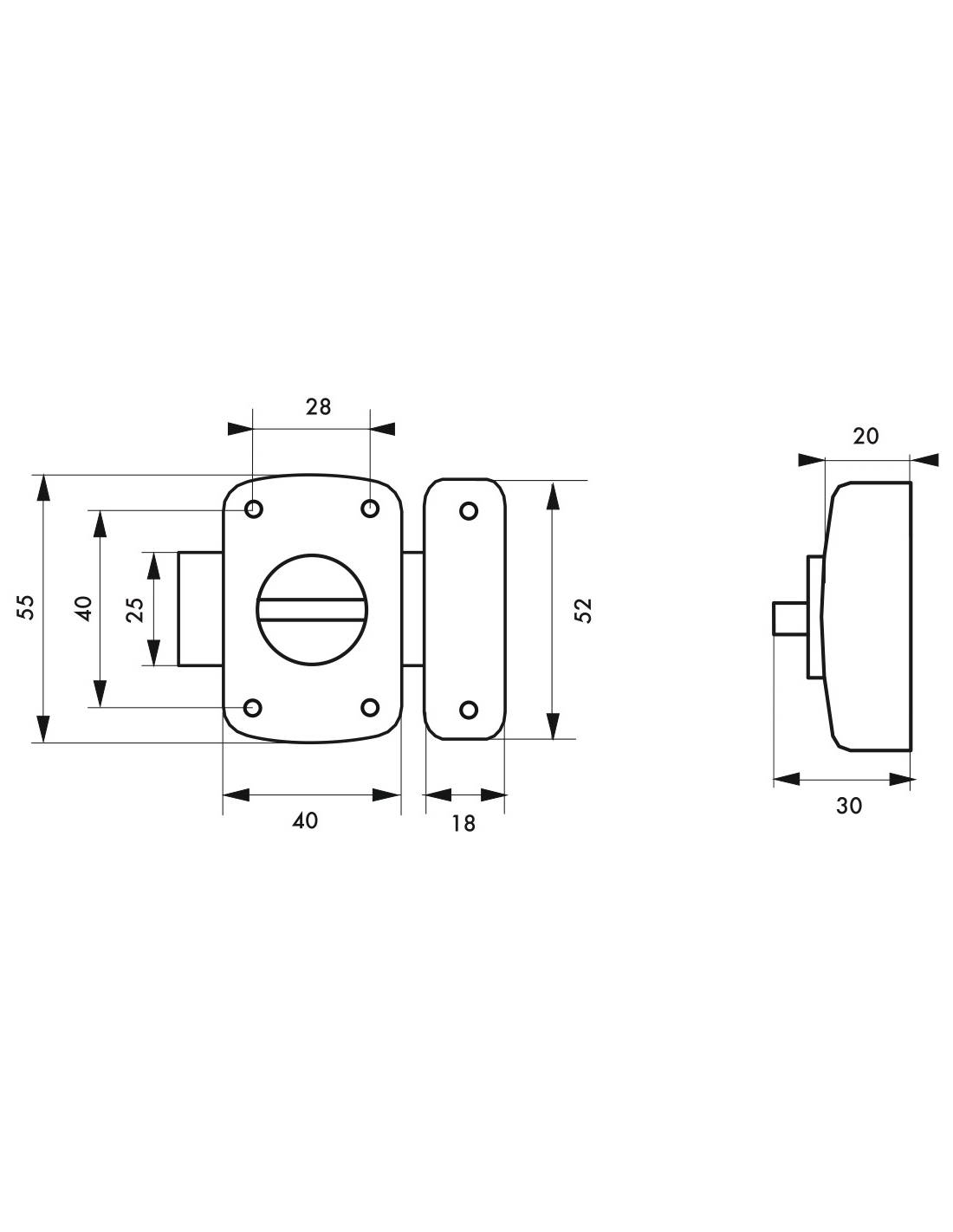 Verrou à bouton Alouette pour porte intérieure, 40mm, acier, époxy bronze - THIRARD - Image 2