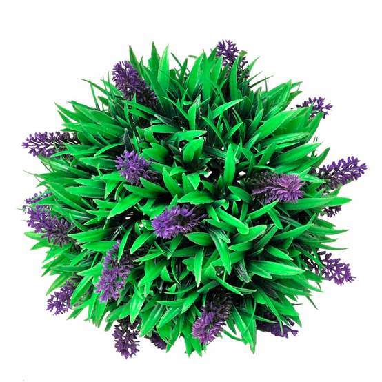 Lot de 2 boules de buis artificiel polyéthylène vert et violet 28 x 28 x 28 cm - PANGIVO - Image 2