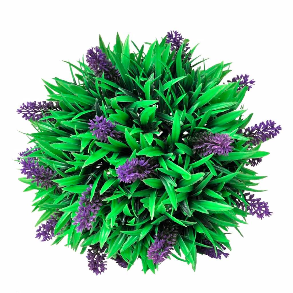 Lot de 2 boules de buis artificiel polyéthylène vert et violet 28 x 28 x 28 cm - PANGIVO - Image 2