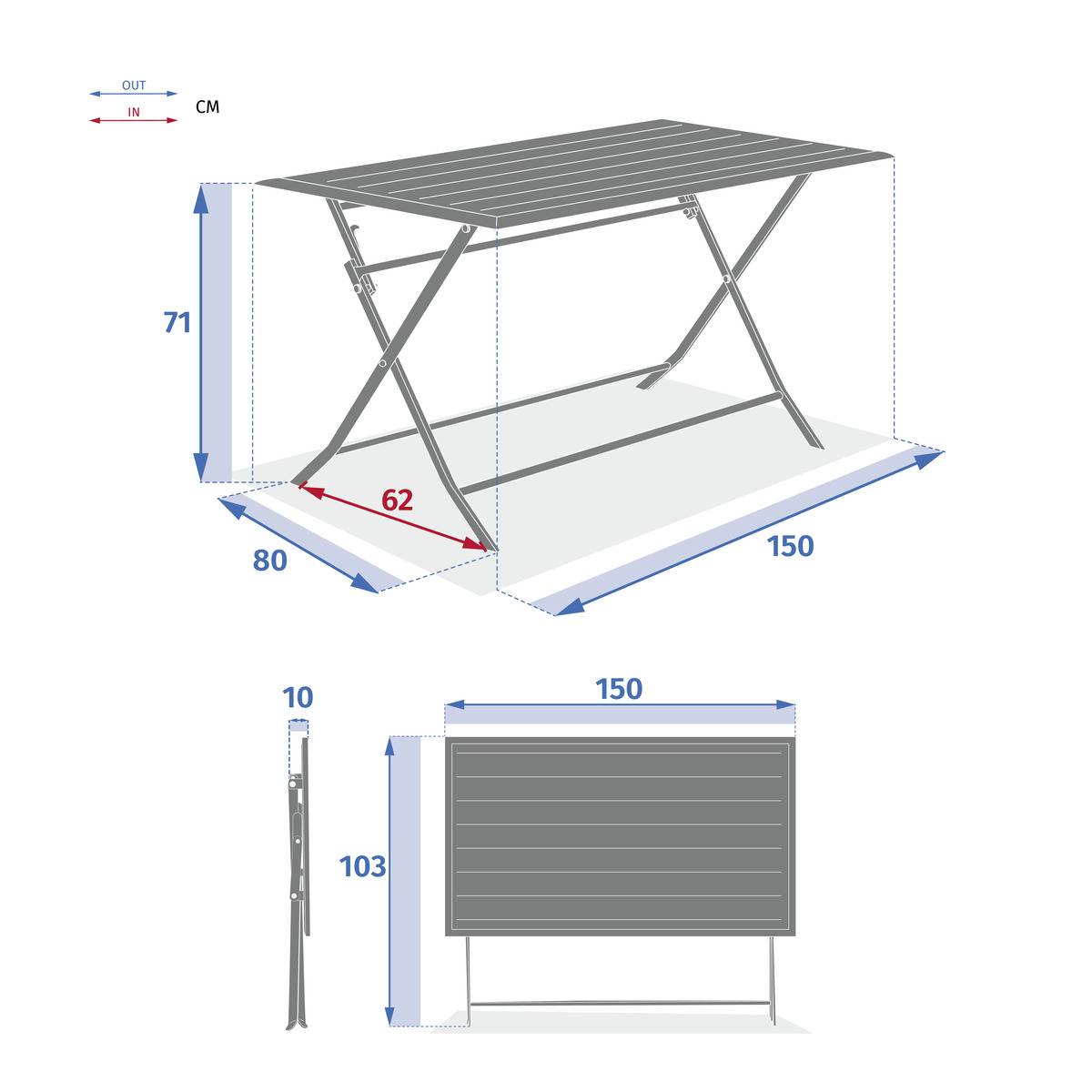 Hesperide - Table de jardin pliante rectangulaire "Azua" houblon & blanc 6 places en aluminium traité époxy Hespéride - Image 4