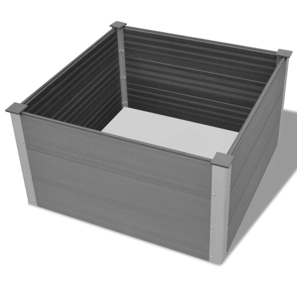 Jardinière lit surélevé plantes fleurs jardin WPC 100 x 100 x 54 cm gris - Image 2