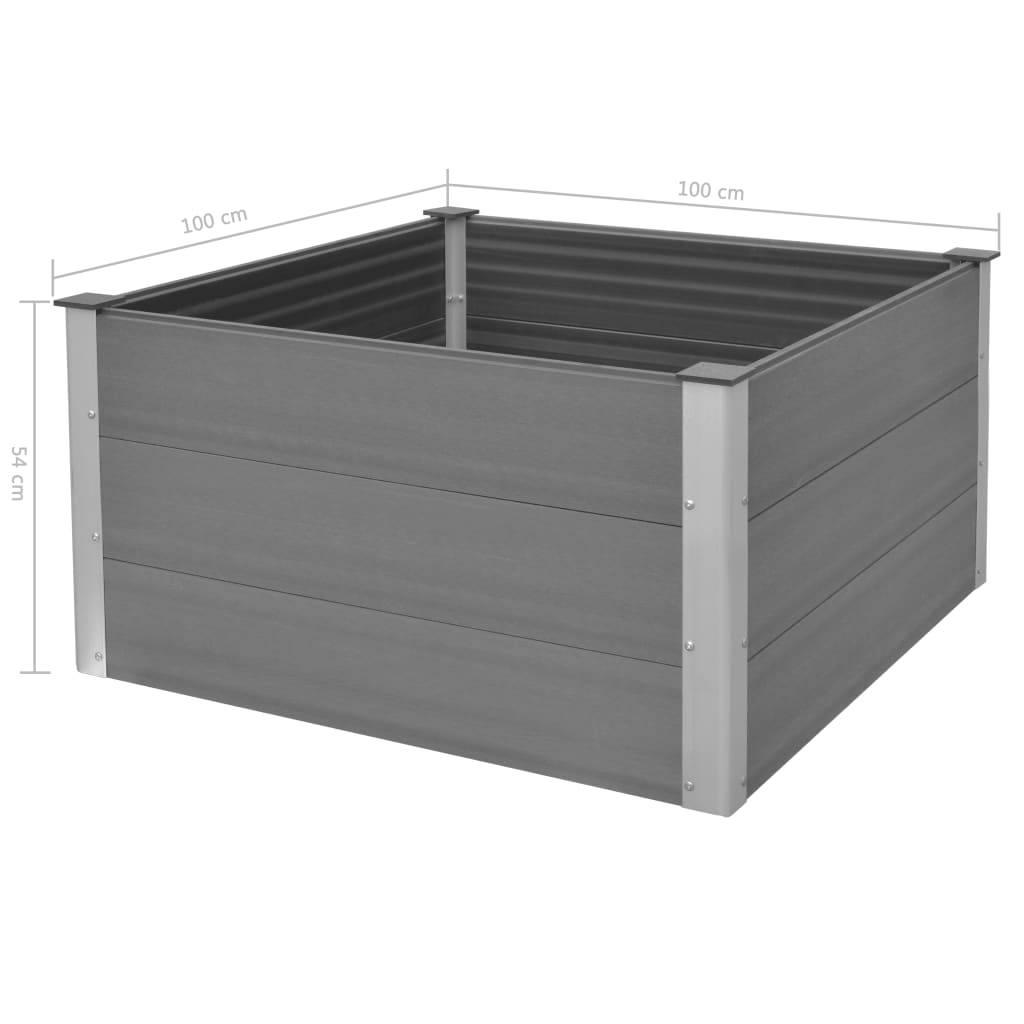 Jardinière lit surélevé plantes fleurs jardin WPC 100 x 100 x 54 cm gris - Image 5