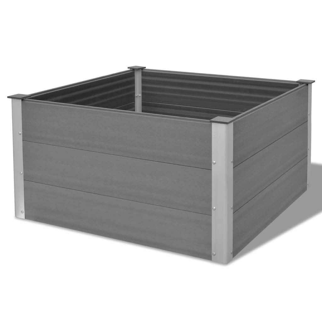 Jardinière lit surélevé plantes fleurs jardin WPC 100 x 100 x 54 cm gris - Image 1
