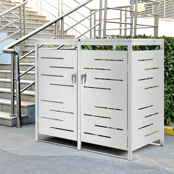 Cache poubelle extérieur Fahrenwalde acier 116 x 132 x 80 cm en.casa - Image 2