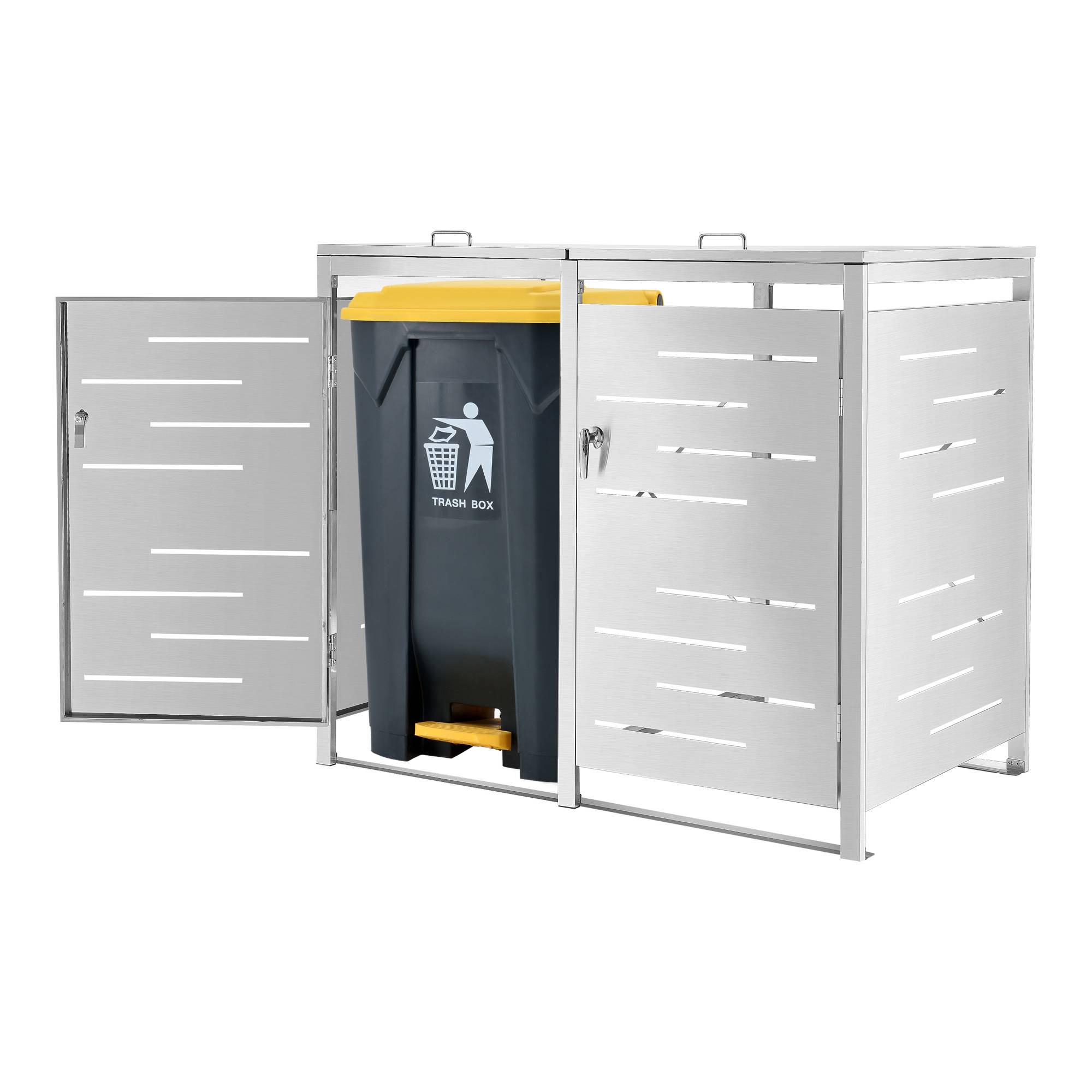 Cache poubelle extérieur Fahrenwalde acier 116 x 132 x 80 cm en.casa - Image 1