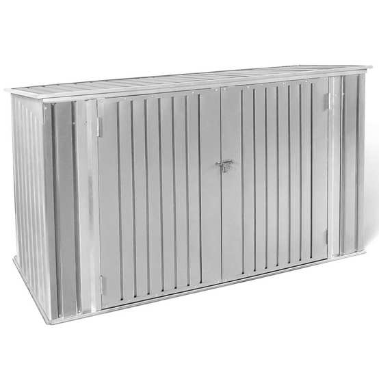 Abri de jardin en métal gris clair verrouillable multi-rangement stockage vélos, outils, poubelles - Image 2