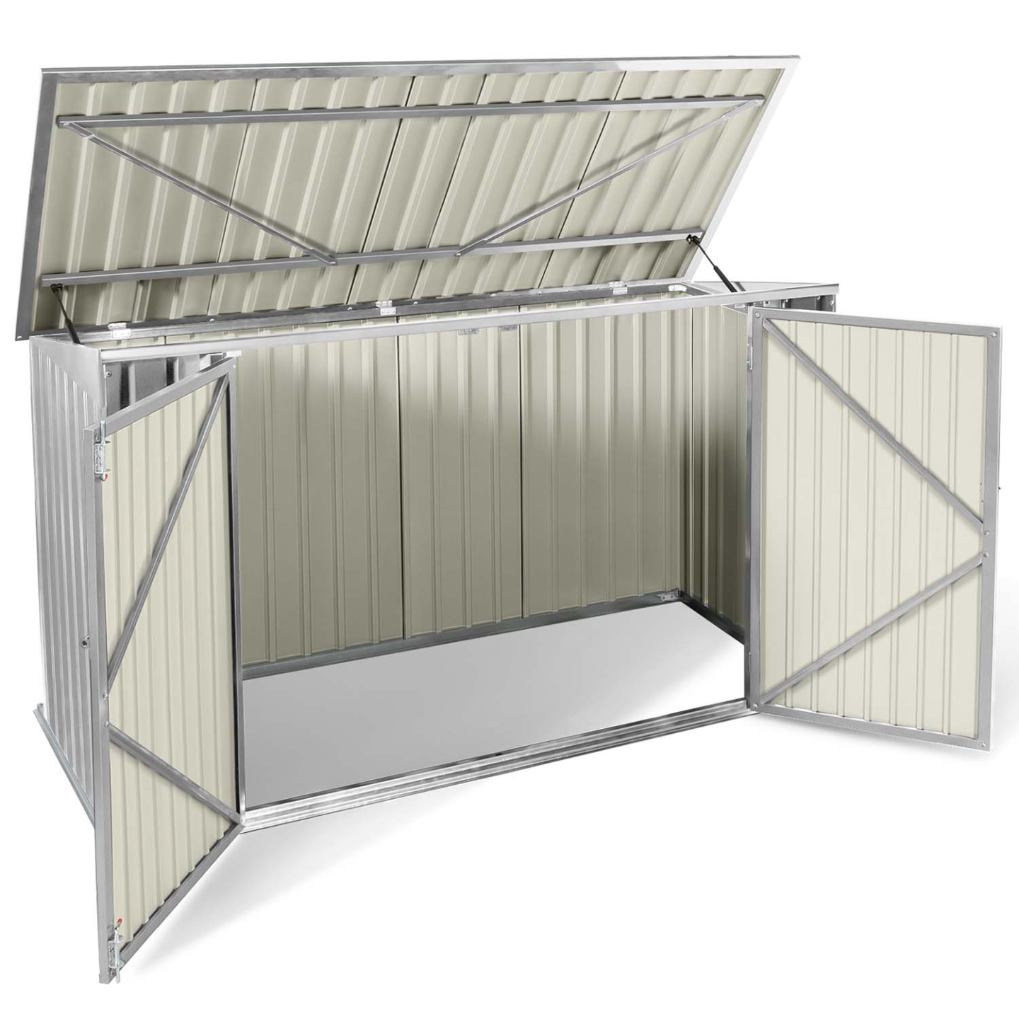 Abri de jardin en métal gris clair verrouillable multi-rangement stockage vélos, outils, poubelles - Image 3