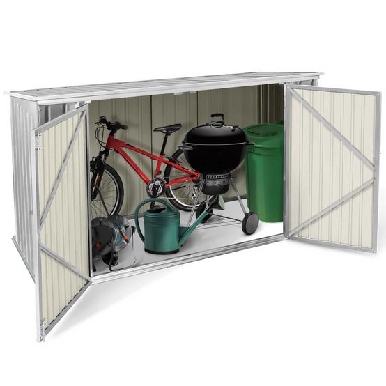 Abri de jardin en métal gris clair verrouillable multi-rangement stockage vélos, outils, poubelles - Image 5