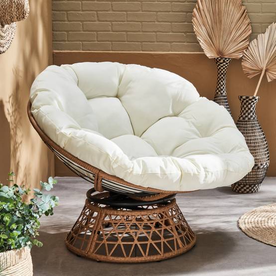 sweeek - Fauteuil papasan polyrotin rotatif. loveuse outdoor/indoor Ø96cm | sweeek - Image 1