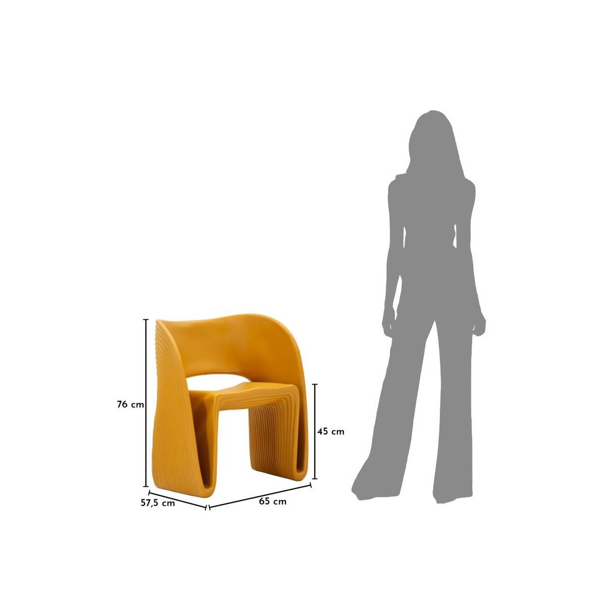 Paris Prix - Chaise de Jardin Design "Sand" 76cm Moutarde - Image 8