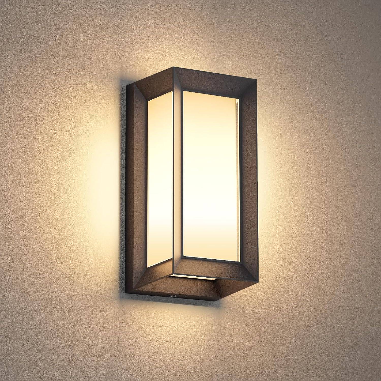 8 in 1 - Applique murale extérieure/intérieure E27, 60 W max., étanche IP65, en aluminium PC, pour balcon ou entrée, couleur noire. Ampoule non incluse. - Image 1