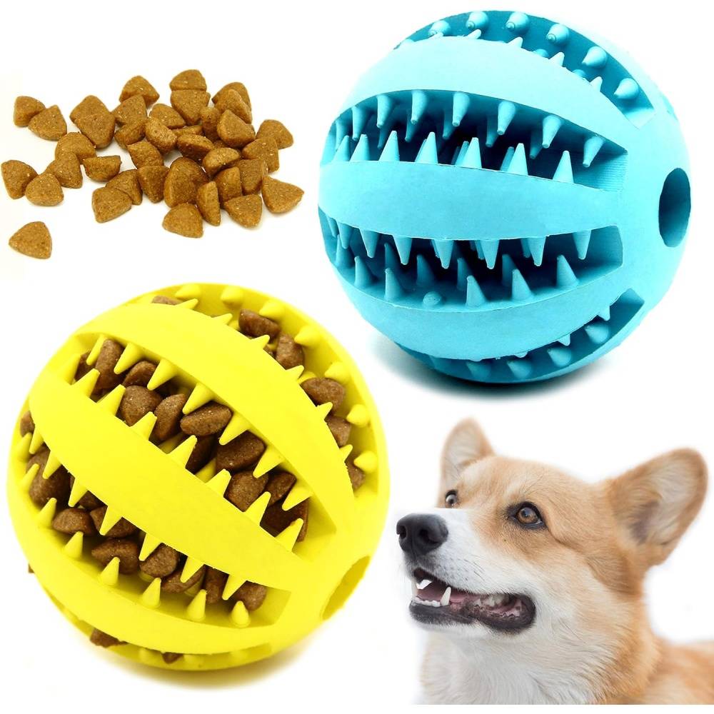 Jouet distributeur croquettes pour chien - 2 boules interactives - Stimulation mentale - Indestructible - Living123 - Image 1