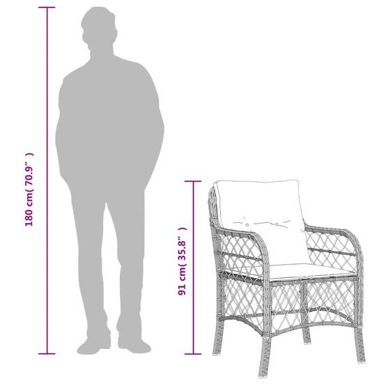 Ensemble Table et Chaises de Jardin 4 Personnes, Table Bois 150cm et Fauteuils en Résine Tressée Noire – ComfortXL Outdoor Living - Image 8