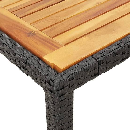 Ensemble Table et Chaises de Jardin 4 Personnes, Table Bois 150cm et Fauteuils en Résine Tressée Noire – ComfortXL Outdoor Living - Image 6