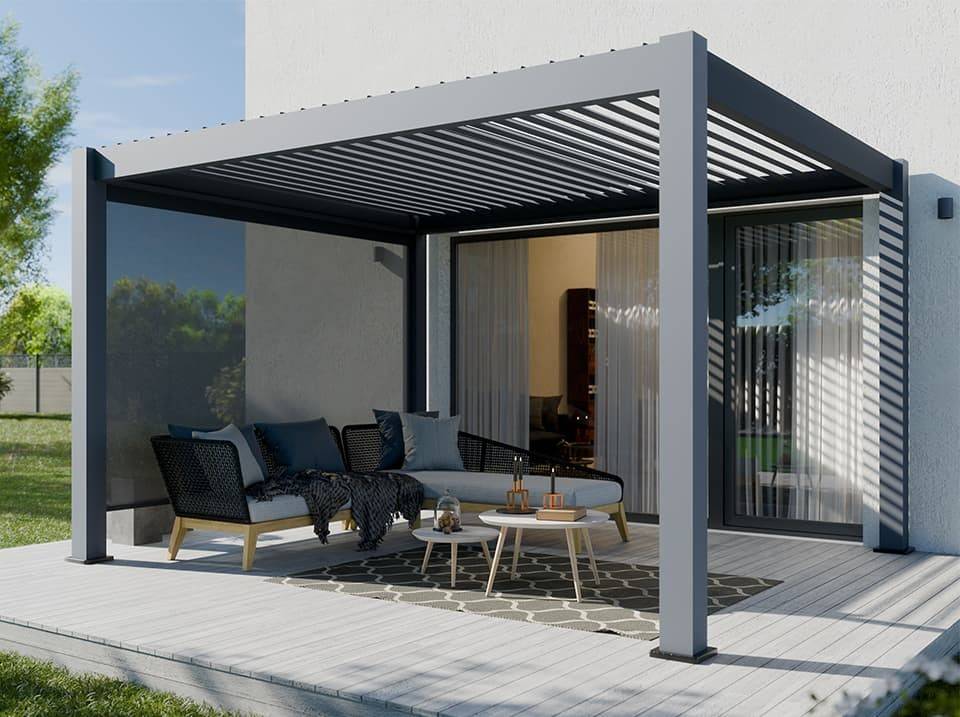 Direct Abris - Pergola bioclimatique autoportée 3x4 m en aluminium avec lames orientables et store latéral 12 m² - Direct Abris - Image 1