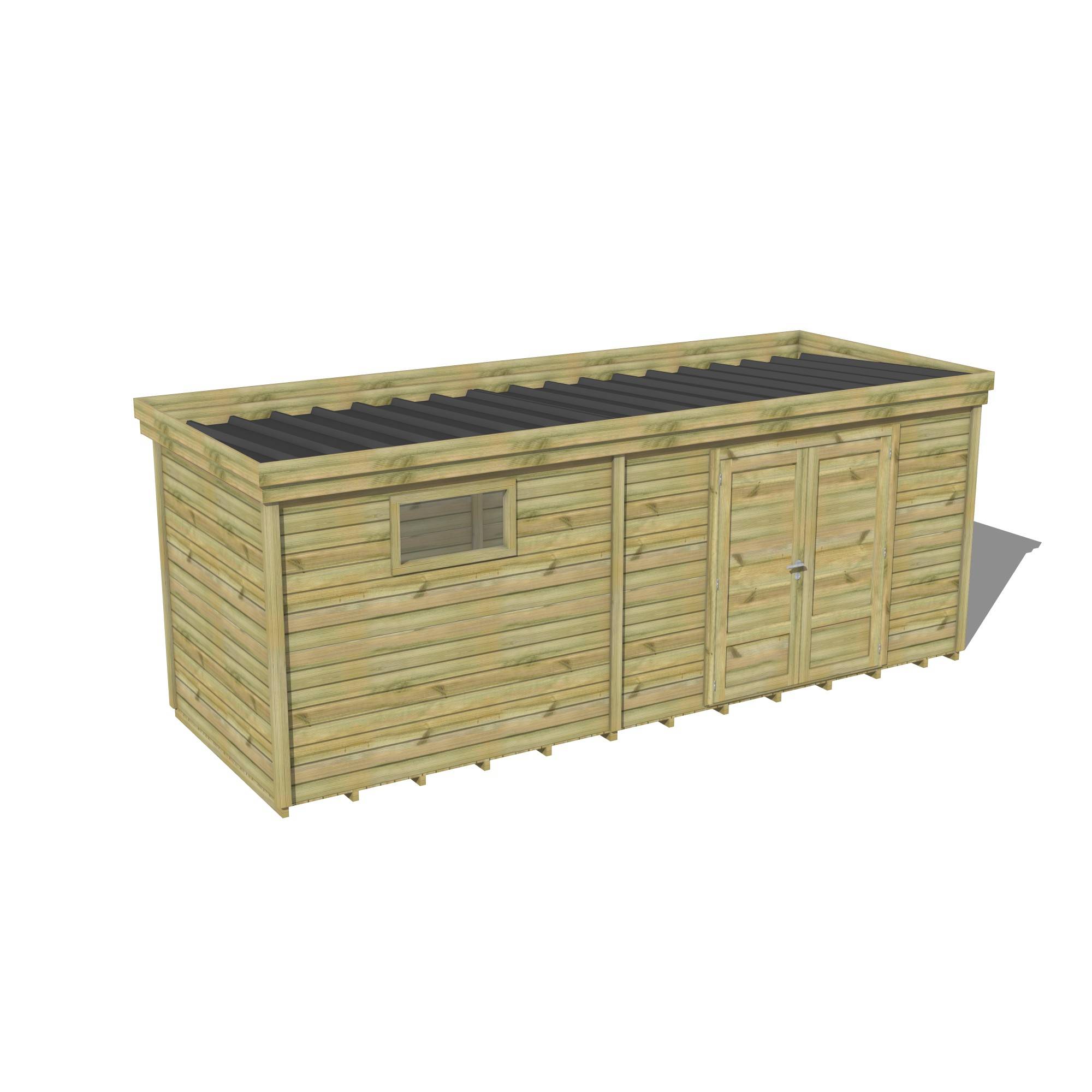 Abri Français - ABRI DE JARDIN bois Pin traité autoclave 27mm - 5,995x2,14m / 13m2 - Bac acier - Plancher bois - Image 1
