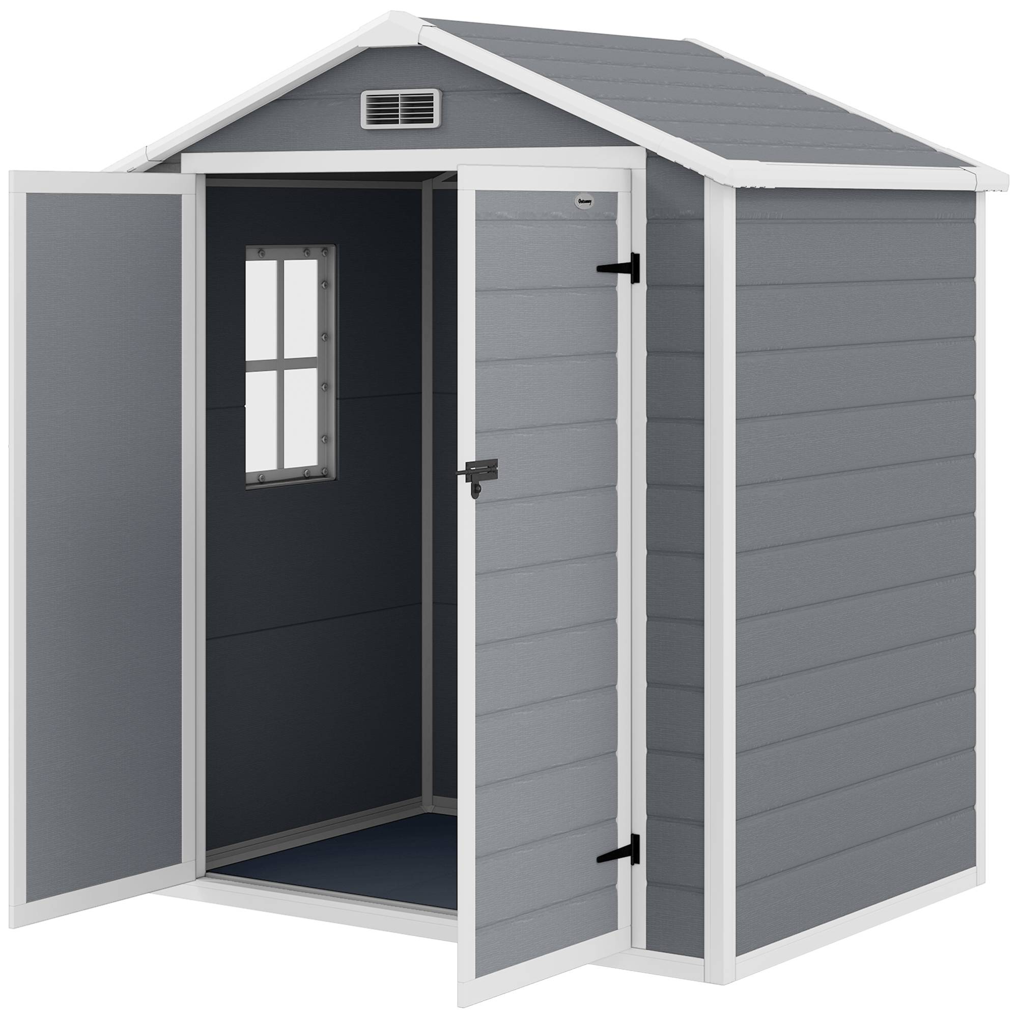 Abri de jardin aluminium verrouillable double porte fenêtre 1,80x1,30x2,10 m gris, rangement sécurisé - Image 2