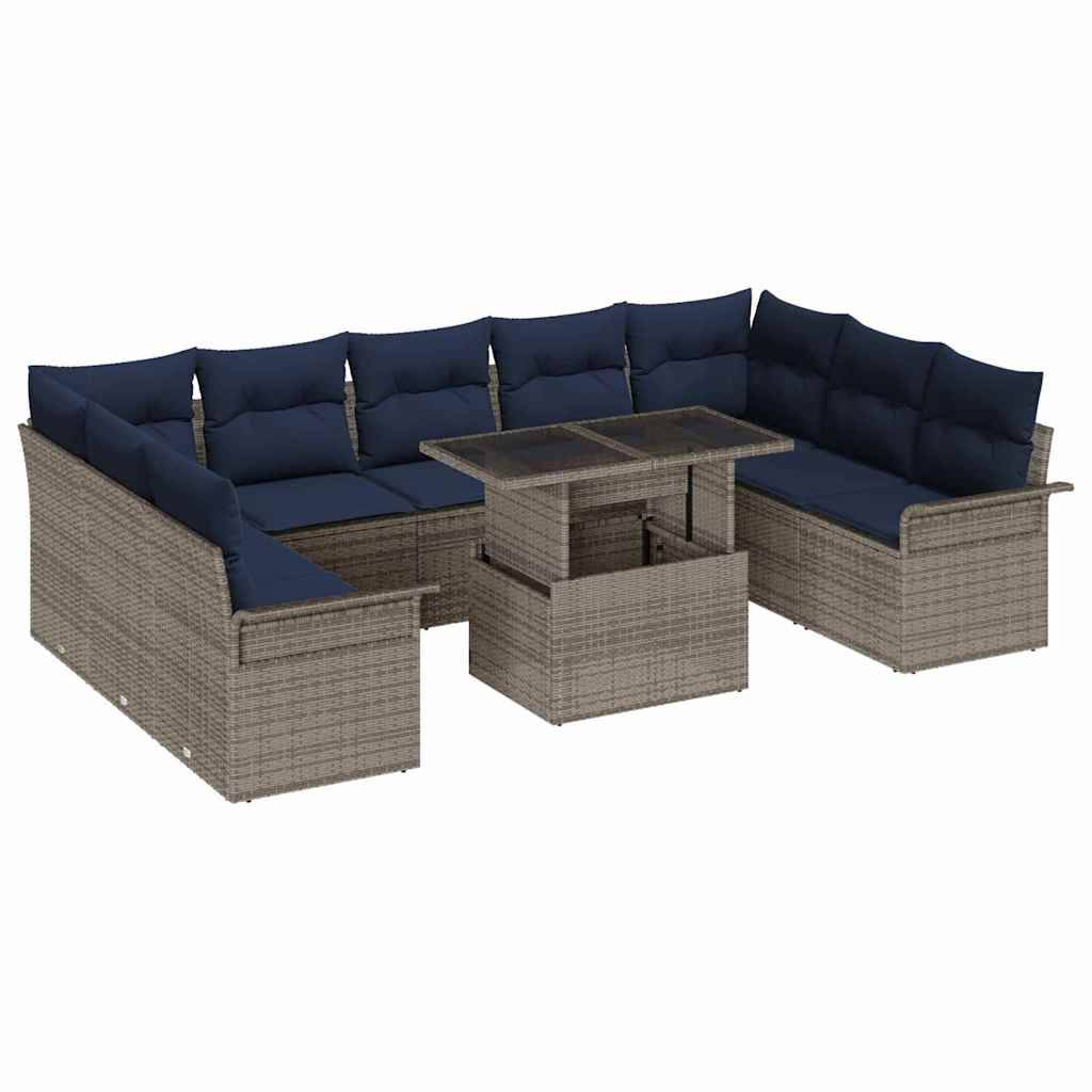 Vidaxl - Ensemble de canapé de jardin 10 pcs Gris Poly rotin vidaXL 3348351 - Image 2