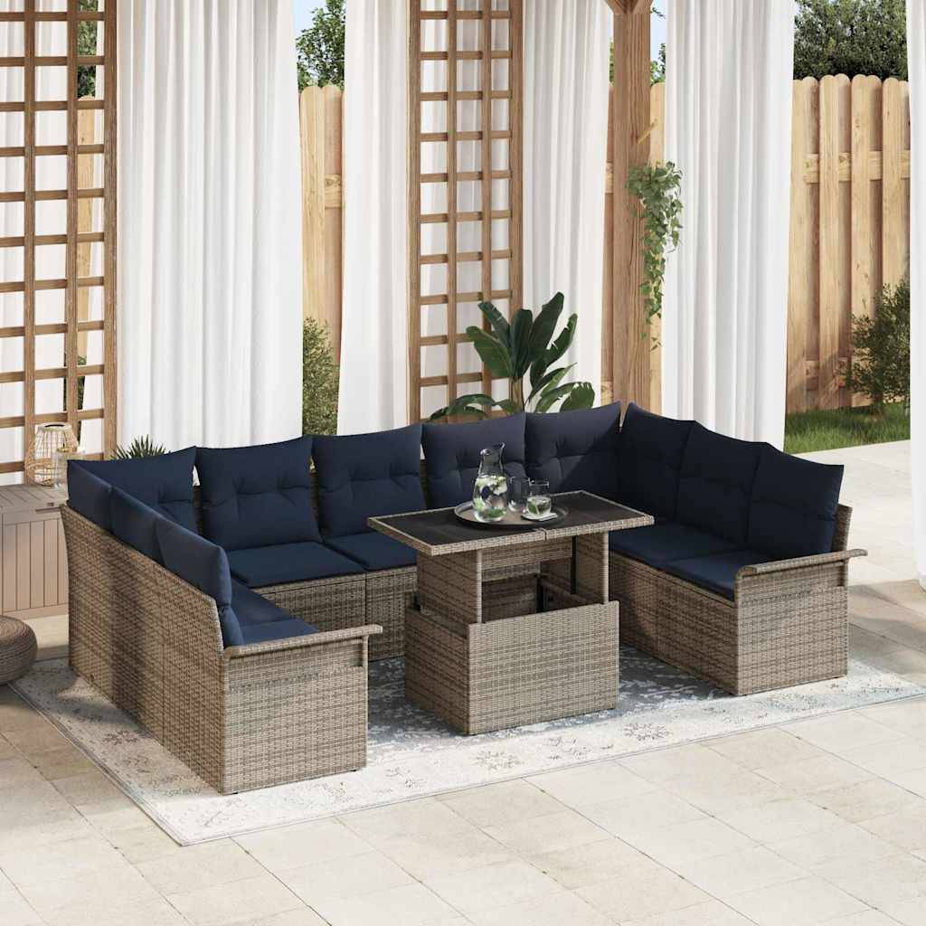 Vidaxl - Ensemble de canapé de jardin 10 pcs Gris Poly rotin vidaXL 3348351 - Image 1