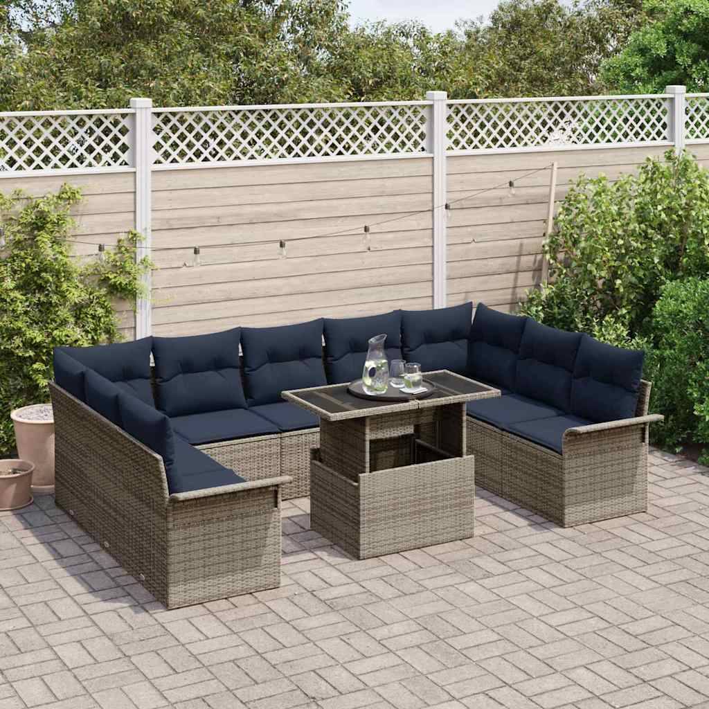 Vidaxl - Ensemble de canapé de jardin 10 pcs Gris Poly rotin vidaXL 3348351 - Image 4