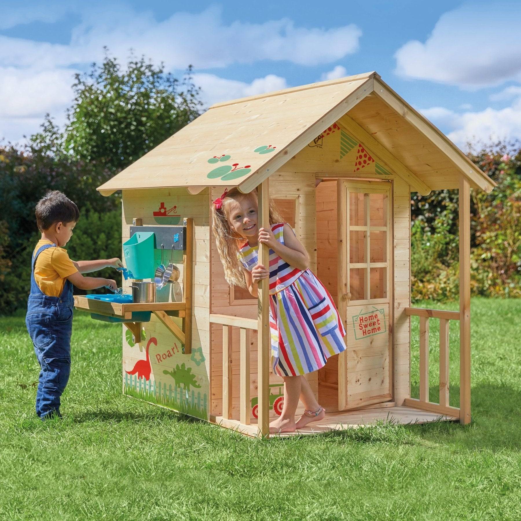 Cabane enfant bois FSC avec cuisine extérieure et demi-porte – TP Toys