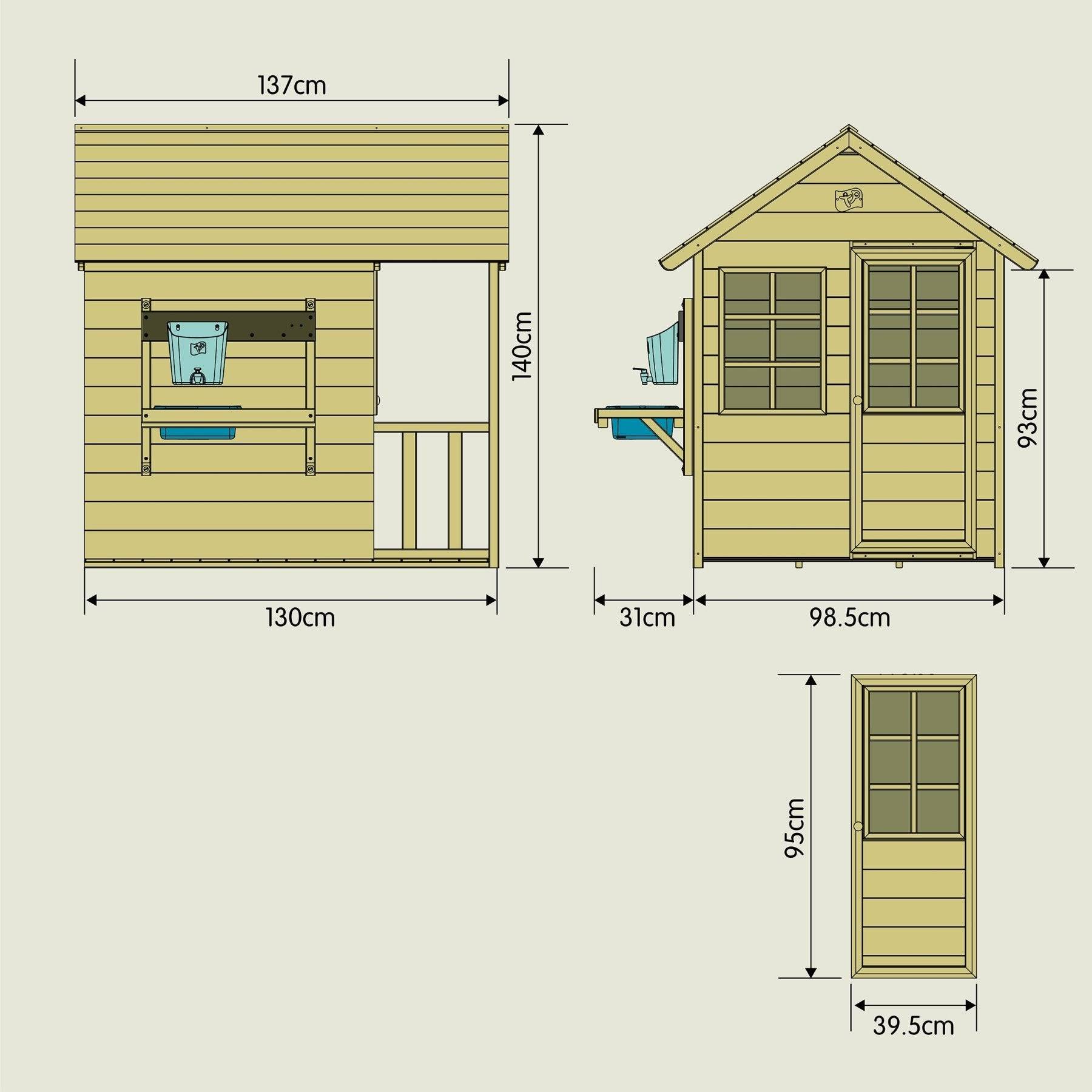 Cabane enfant bois FSC avec cuisine extérieure et demi-porte – TP Toys - Image 4