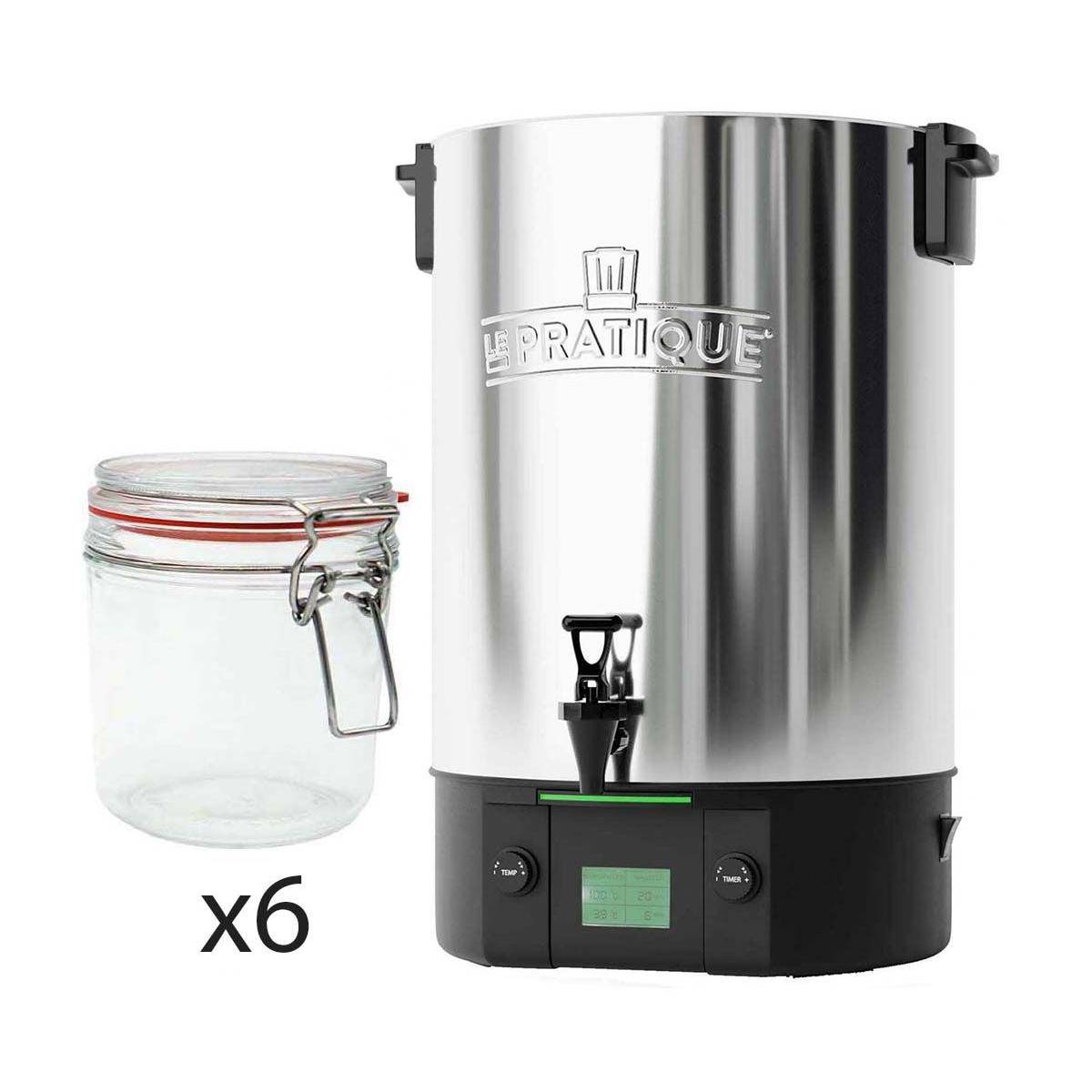 LE PRATIQUE - Stérilisateur électronique en inox 14 bocaux 2200 W avec 6 bocaux Stérilisateur + 6 bocaux de 500 ml - Image 1