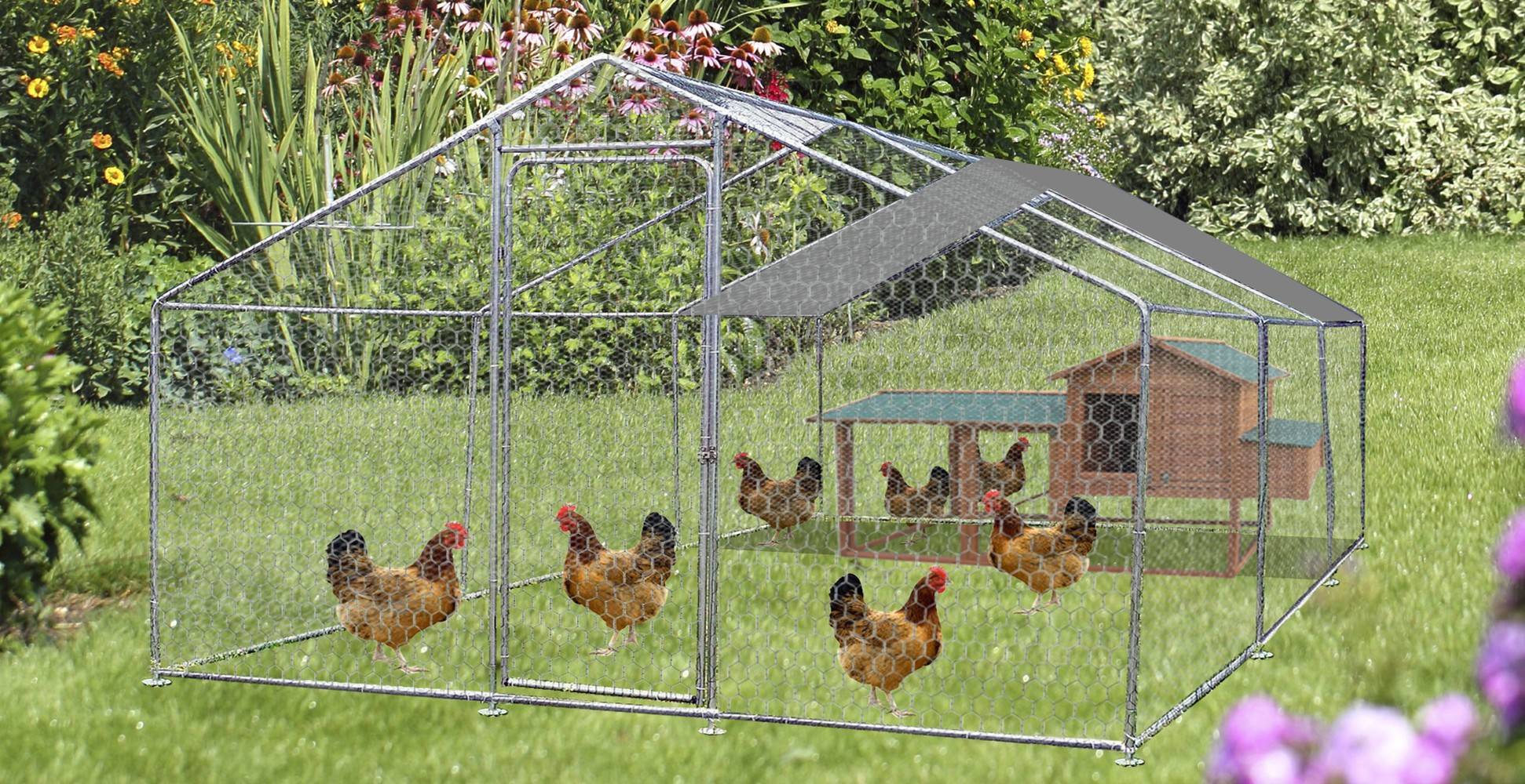 Habrita - Enclos parc grillagé pour animaux 18 m2 - 8-20 poules - avec bâche de toit Habrita - Image 3
