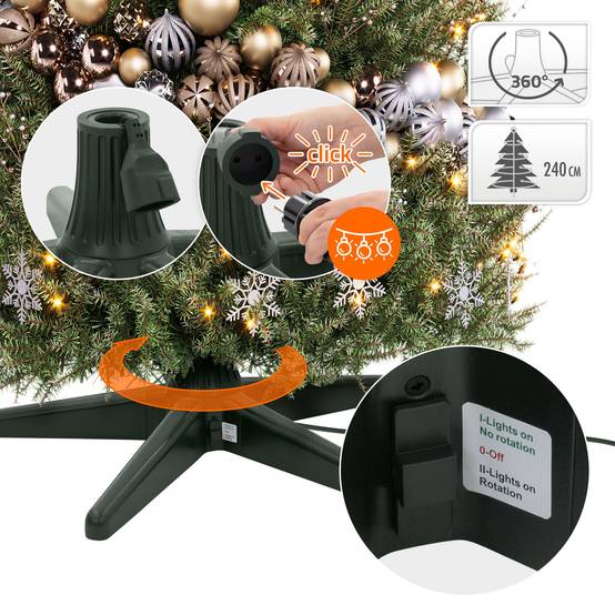 Ecd-Germany - Support de sapin de Noël électrique rotatif 360°, pied réglable et stable, base tournante pour arbre artificiel jusqu'à 2,4 m et 35 kg, 3 adaptateurs - Image 4