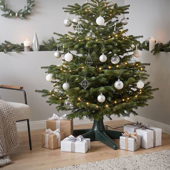 Ecd-Germany - Support de sapin de Noël électrique rotatif 360°, pied réglable et stable, base tournante pour arbre artificiel jusqu'à 2,4 m et 35 kg, 3 adaptateurs - Image 7