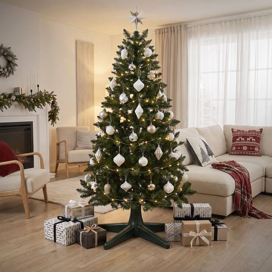 Ecd-Germany - Support de sapin de Noël électrique rotatif 360°, pied réglable et stable, base tournante pour arbre artificiel jusqu'à 2,4 m et 35 kg, 3 adaptateurs - Image 8