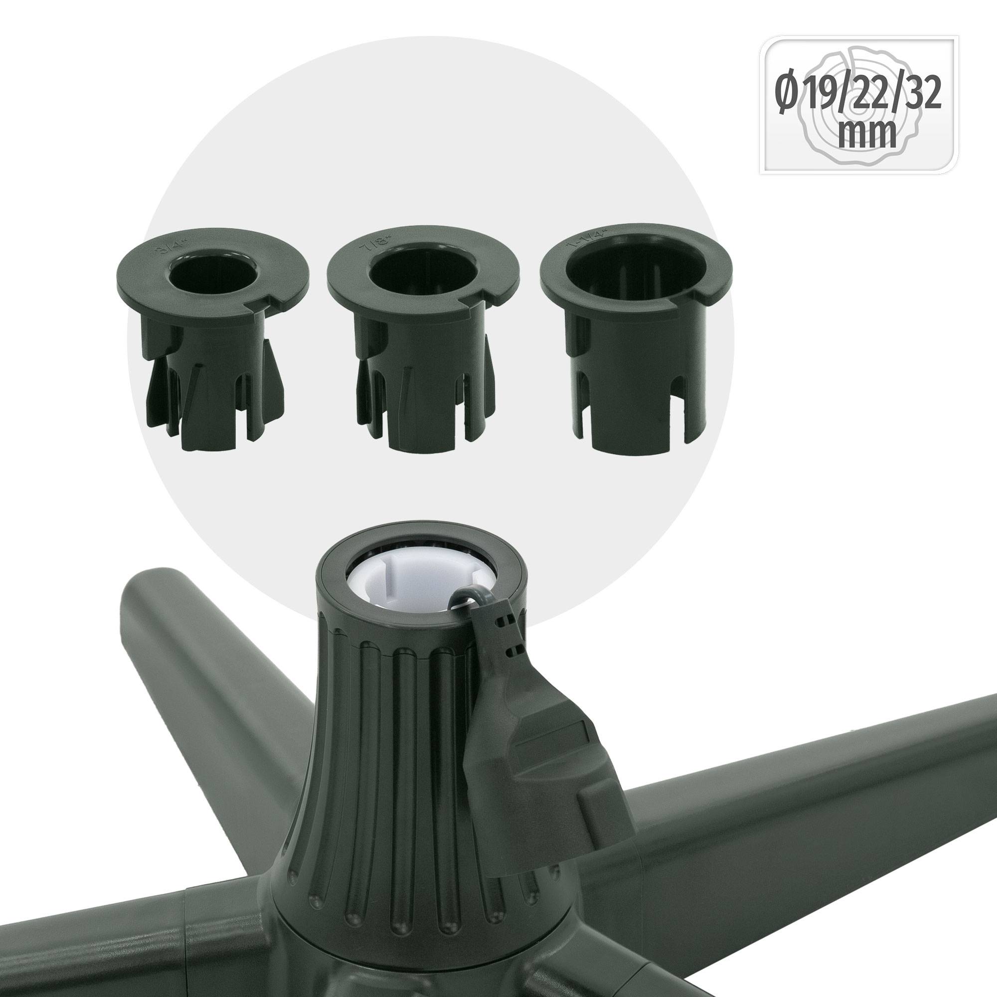 Ecd-Germany - Support de sapin de Noël électrique rotatif 360°, pied réglable et stable, base tournante pour arbre artificiel jusqu'à 2,4 m et 35 kg, 3 adaptateurs - Image 5