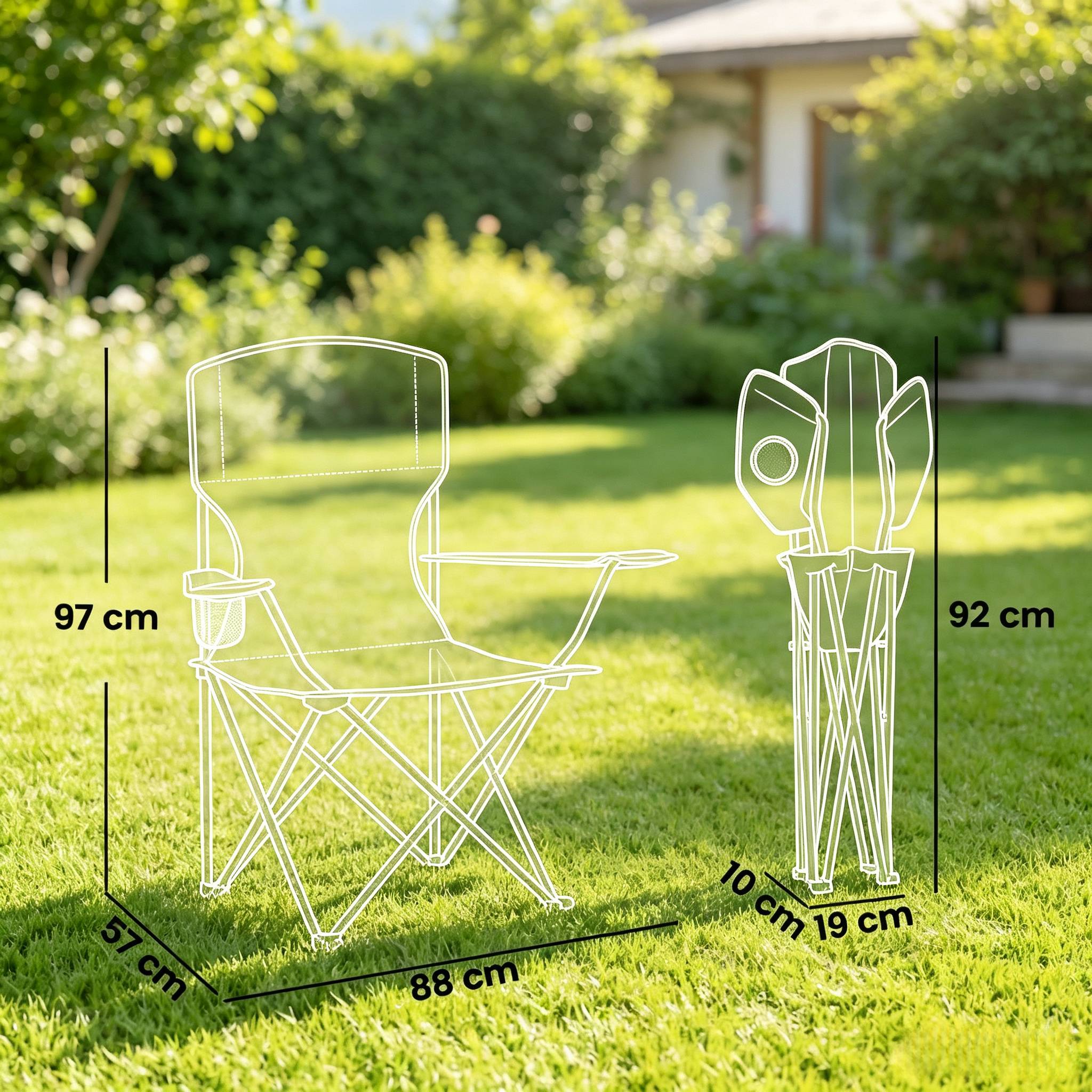 ComfortXL - Lot de 2 chaises camping pliantes métal bleu marine gris argent porte-gobelet haut dossier - ComfortXL Outdoor Living - Image 5