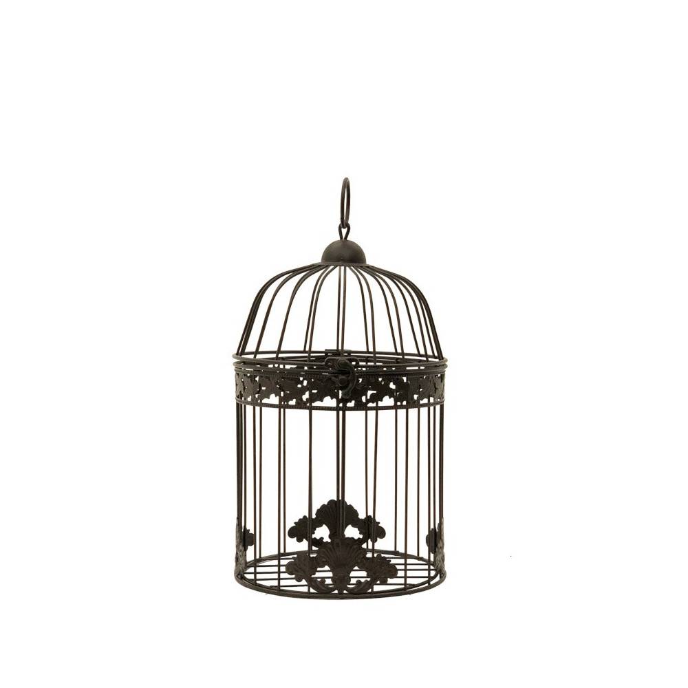 Cage à oiseaux décorative ancienne métal marron 20x32cm Chemin de campagne - Image 1