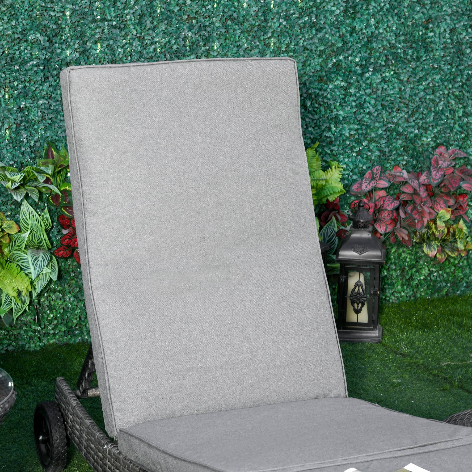 ComfortXL - Bain de soleil en résine tressée et métal gris 207 x 70 x 70 cm jardin terrasse dossier 5 positions et roues - Image 9