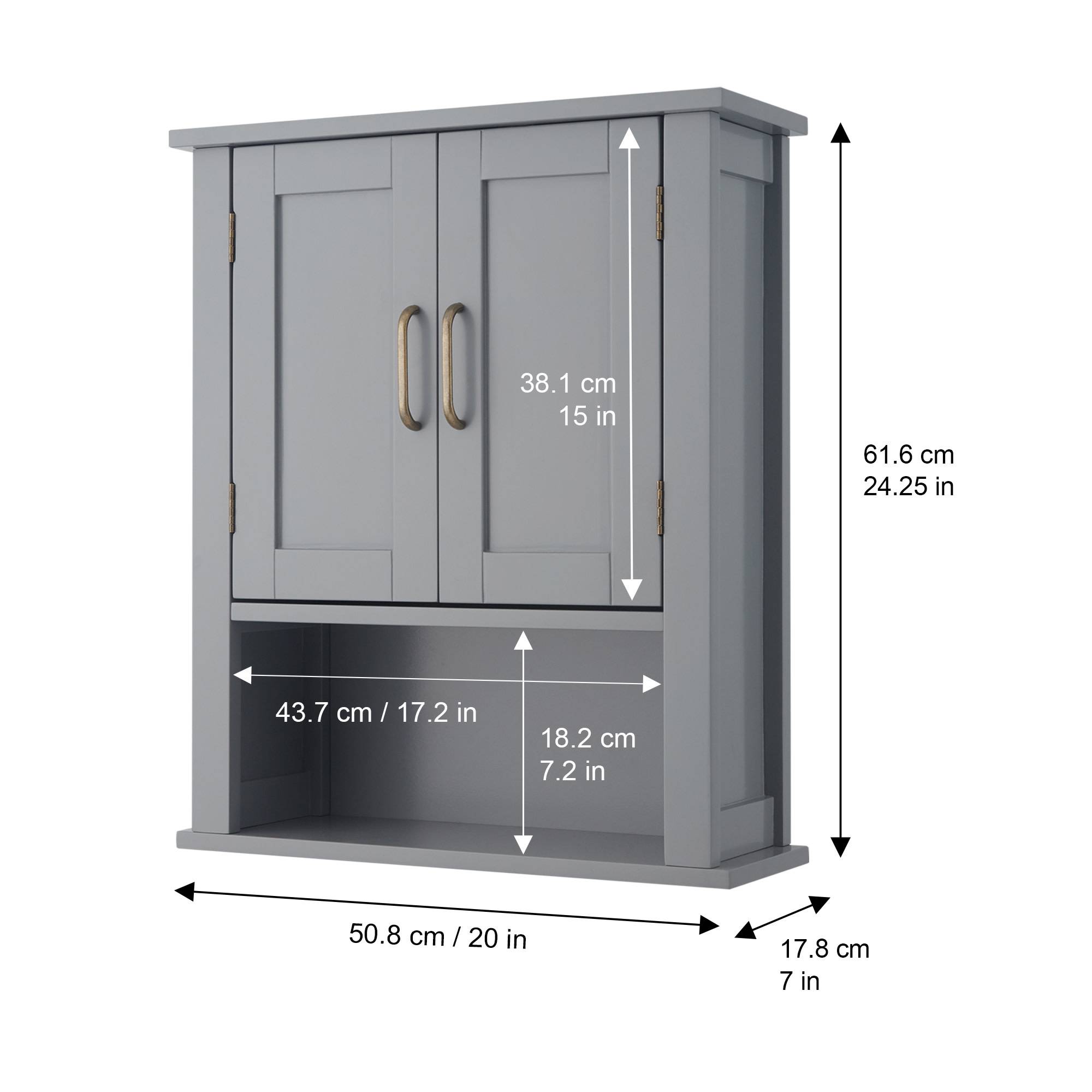 Teamson Home - Armoire murale de salle de bain effet bois gris étagère ouverte Teamson Home - Image 4