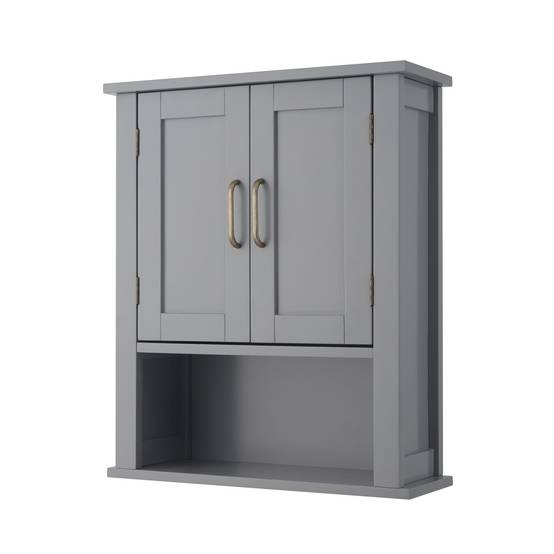 Teamson Home - Armoire murale de salle de bain effet bois gris étagère ouverte Teamson Home - Image 2