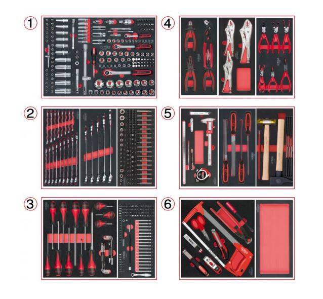 Composition d'outils 6 tiroirs pour servante KS TOOLS - 455 pièces - 714.0452 - Image 1