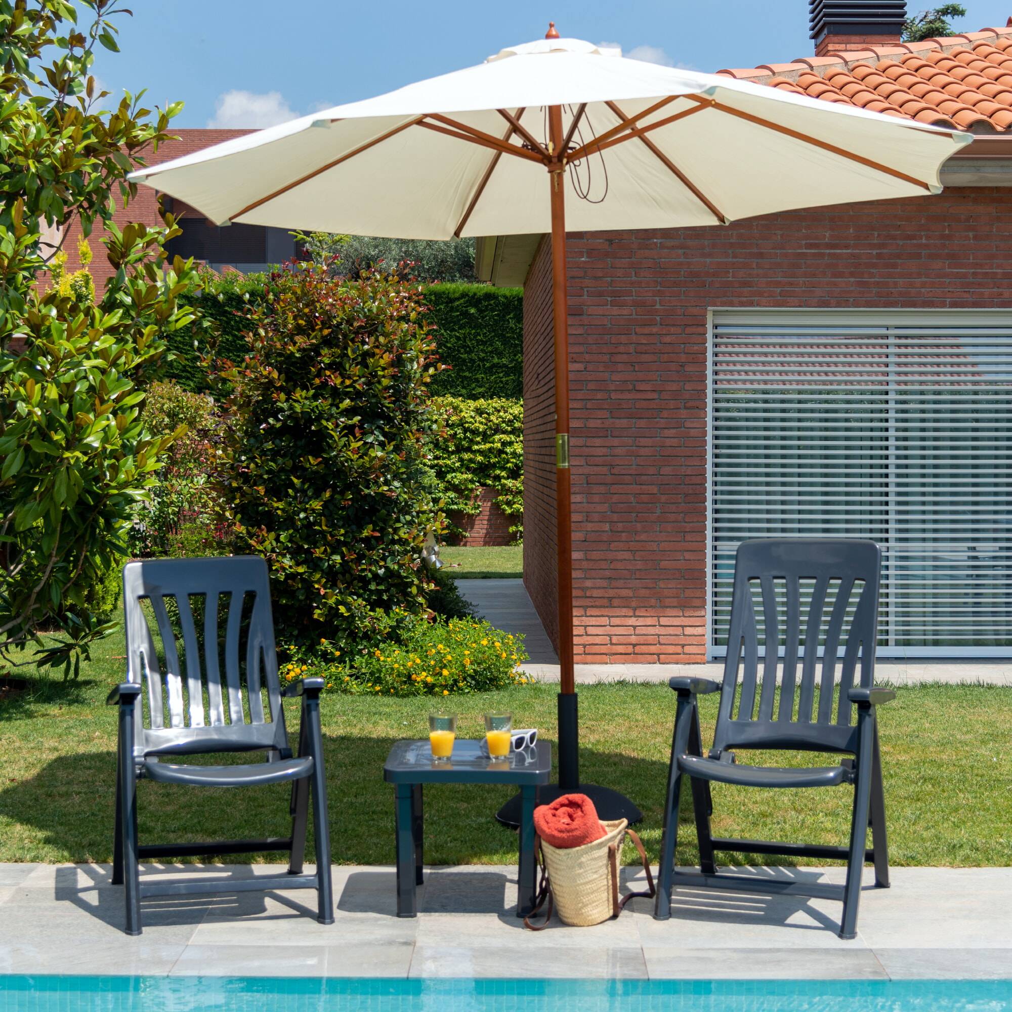 Set 4 sillas con brazos multiposiciones exterior blanco BLANES garbar - Image 3