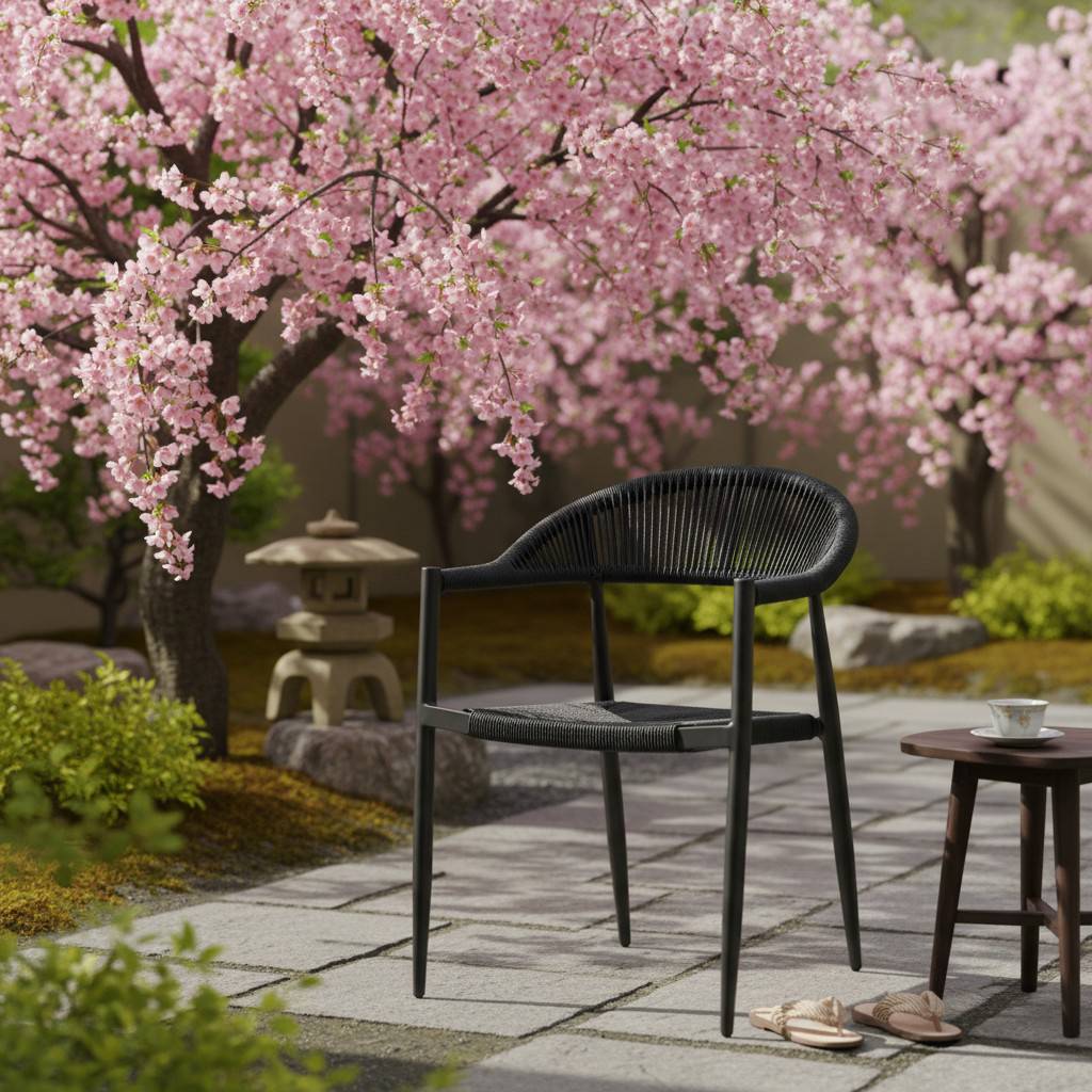 Fauteuil aluminium noir et corde tressée noire Casamance - Gecko Jardin - Image 5