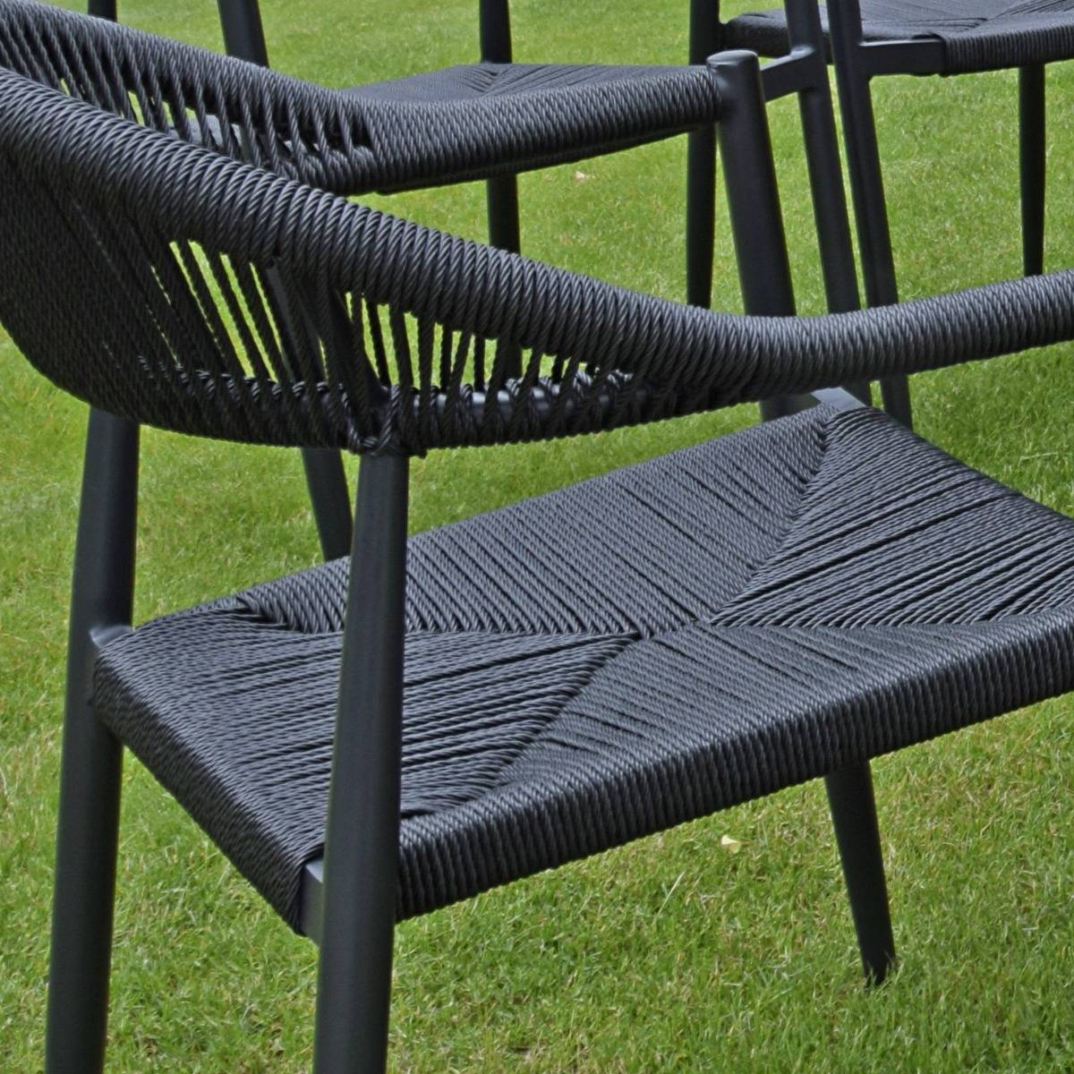 Fauteuil aluminium noir et corde tressée noire Casamance - Gecko Jardin - Image 3