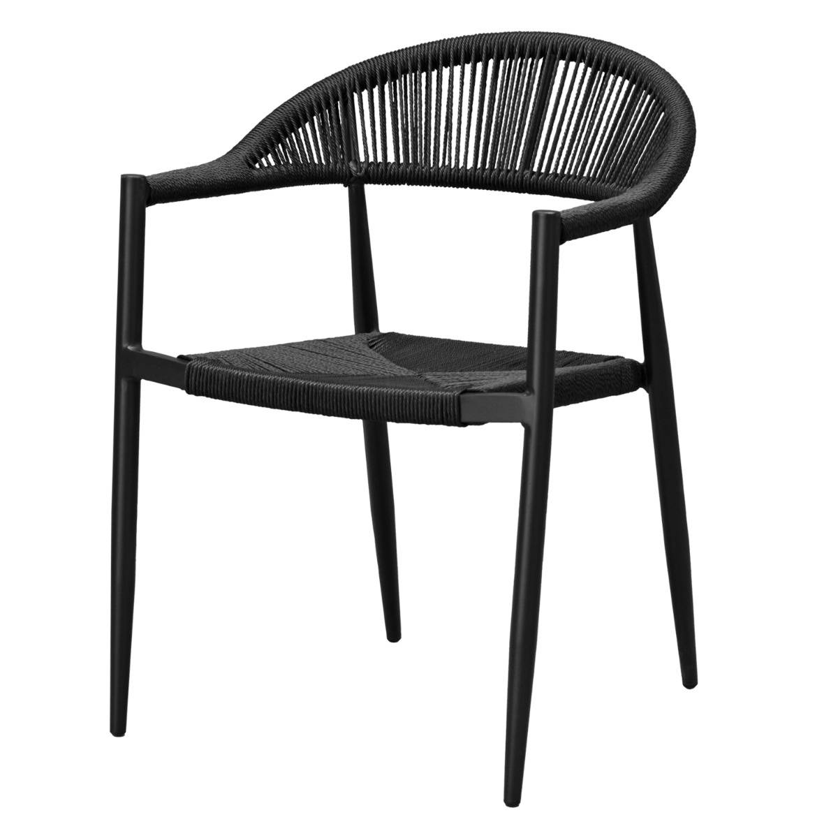 Fauteuil aluminium noir et corde tressée noire Casamance - Gecko Jardin - Image 2