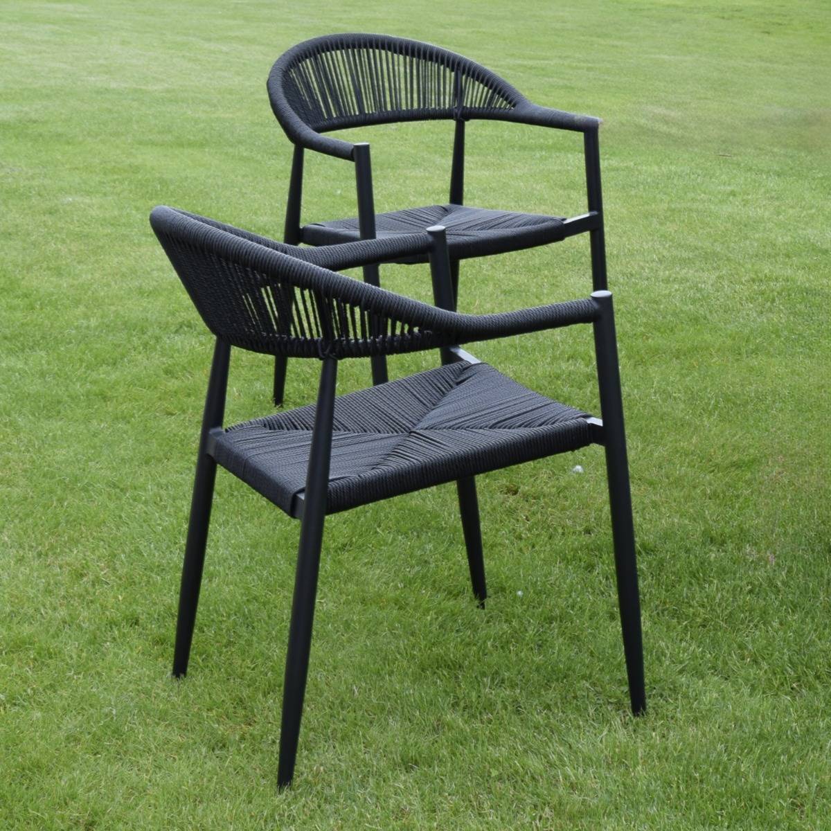 Fauteuil aluminium noir et corde tressée noire Casamance - Gecko Jardin - Image 6