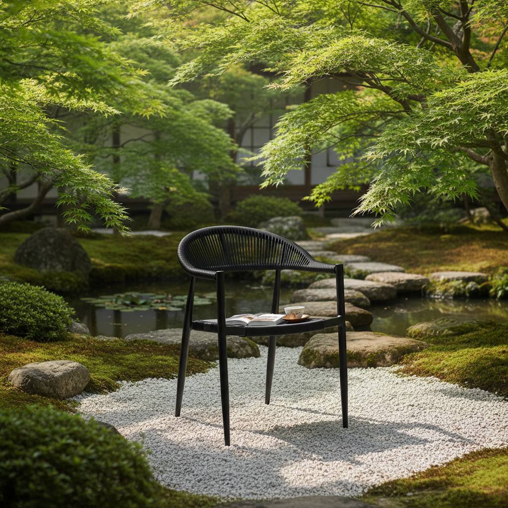Fauteuil aluminium noir et corde tressée noire Casamance - Gecko Jardin - Image 4