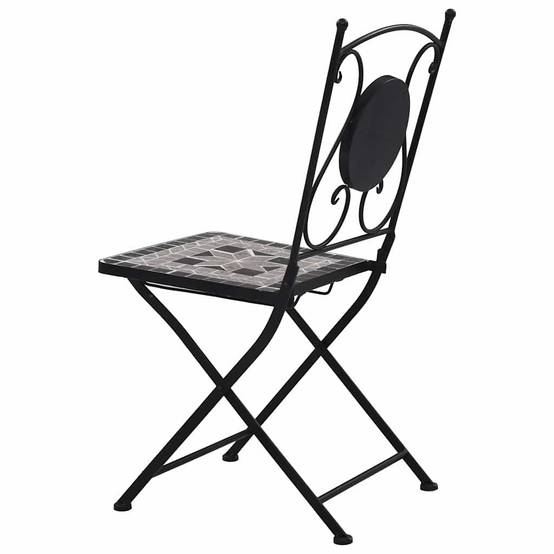 Lot de 2 Chaises de Bistrot Mosaïque Céramique et Fer Forgé pour Balcon Jardin Gris – ComfortXL Outdoor Living - Image 4