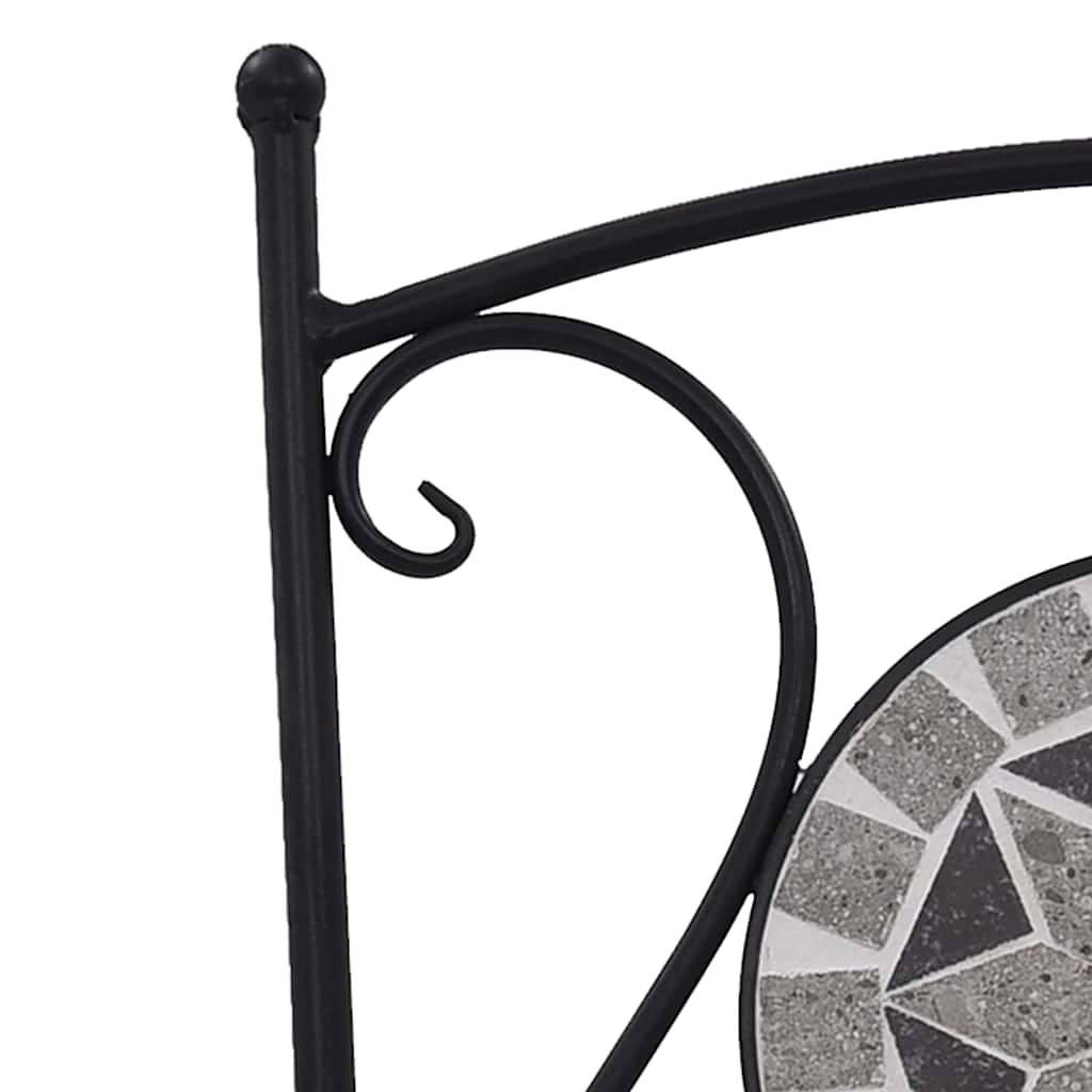 Lot de 2 Chaises de Bistrot Mosaïque Céramique et Fer Forgé pour Balcon Jardin Gris – ComfortXL Outdoor Living - Image 7