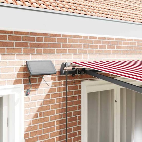 Store Banne Manuel LED Toile Tissu Anti-UV avec Éclairage Intégré pour Balcon Rouge Blanc 300x250cm – ComfortXL Outdoor Living - Image 4